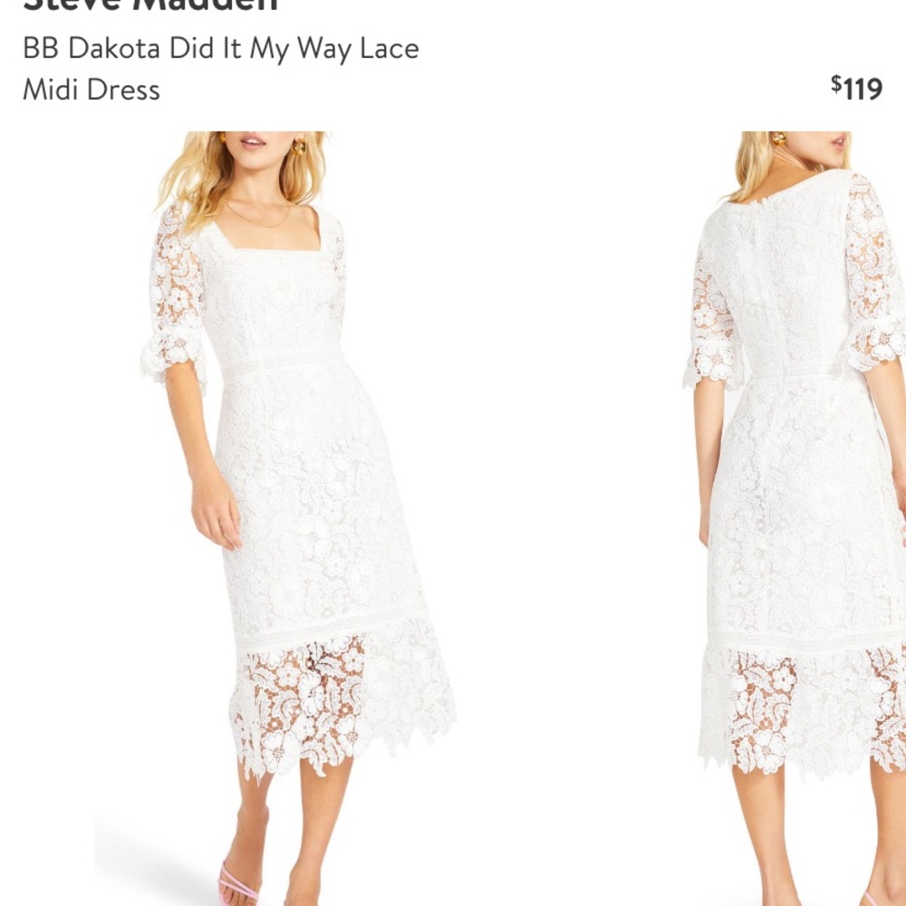 BB Dakota by Steve Madden White Lace MIDI Dress
